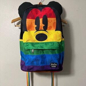 Disney Parks Loungefly Mickey Mouse W/ Ears Rainbow Pride Backpack